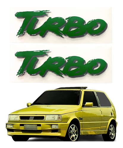 Par Adesivo Turbo Lateral Do Uno Turbo Cor Verde