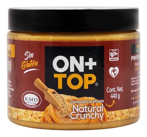 3 Pza Nuevo Crema De Cacahuate On+ Top Natural Crunchy 440 G