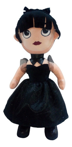 Peluche Merlina Addams 52 Cm - Vestido De Gala En Tul Negro