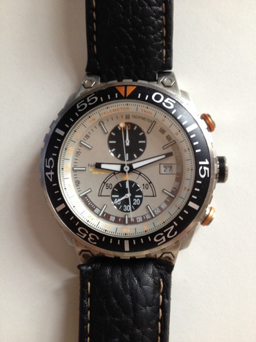 Relógio Nautica Com Pulseira De Couro
