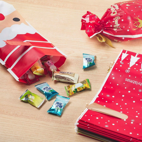 50 Pzs Bolsas Regalo Para Dulces De Navidad Bolsas Caramelos