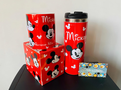 Paquete De Taza Y Termo Mickey Rojo Liso