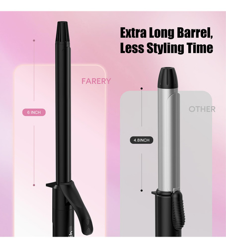 Curling Iron Farery Long Barrel 19 Mm Con Aceite De Argán Y