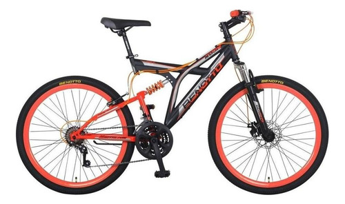 Bicicleta Benotto Rush R26 Mont 21v Doble Susp Fren Disc Del Color Negro/Naranja Tamaño del cuadro Único