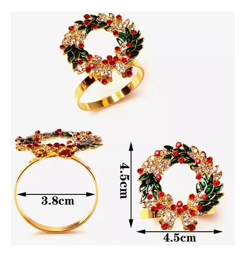 9 Anillos Servilleteros De Metal, Navidad Decoración Cenas