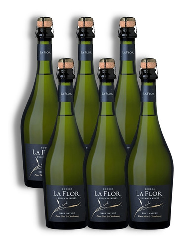 La Flor Vino Espumante Brut Nature Caja X6u 750ml Pulenta