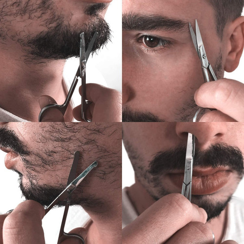 Imagen 8 de 8 de Tijeras Para El Vello Facial - Bigotes, Barba Y Cejas
