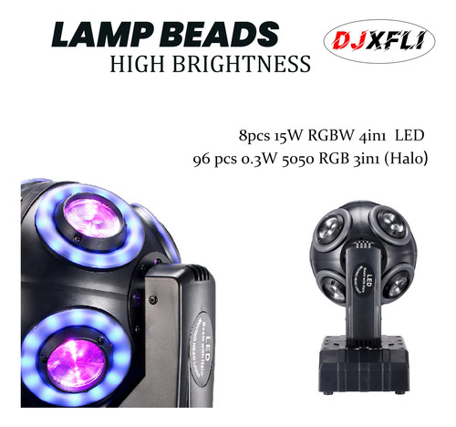 Luz De Escenario Led Móvil 8x15w Dmx Rgbw 360