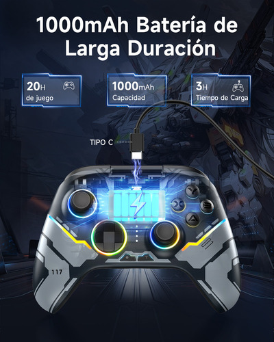 Easysmx X15 Inalambrico Control Bluetooth Para Pc Android Ios Nintendo Switch Hall Joysticks Y Triggers De Efecto Gamepad Con 1000mah Bateria Gamer Iluminación Rgb Genial