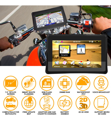 Dispositivo De Navegación Gps For Motocicleta De 7 Pulgadas