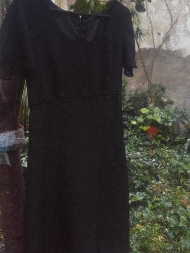 Vestido Gasa Negro Ebasé Corte Princesa Con Forro. M.