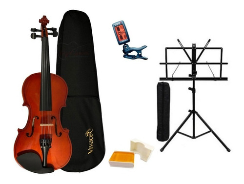 Violino 1/2 Vivace Mo12 Kit + Estante + Afinador Completo