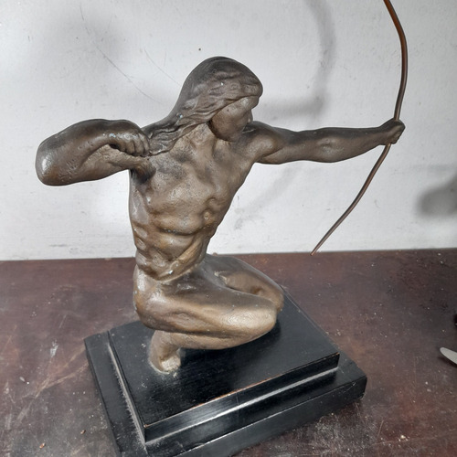 Imagem 10 de 10 de Estatua Escultura Ferro Fundido Arqueiro Antiga 30 Cm Altura