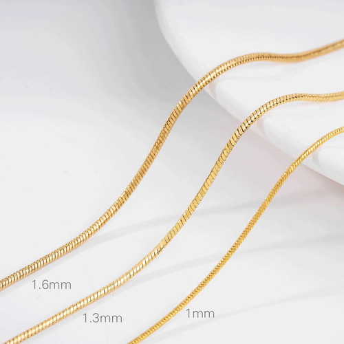 Gargantilla Oro Amarillo Cadena De Serpiente Redonda 1.3 Mm Oro Amarillo