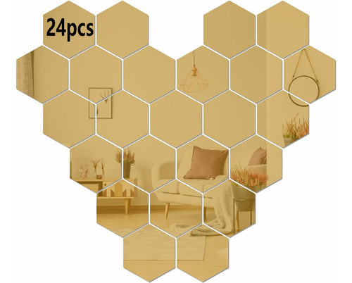 Y Juego De Espejos De Pared Acrílicos Con Pegatina, 24