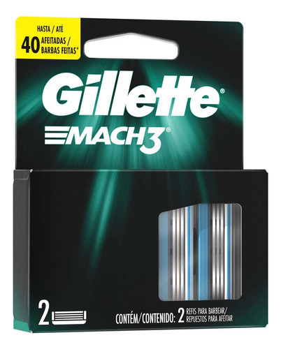 Gillette Mach3 Repuestos Para Afeitar Con Hojas Afiladas 2pz