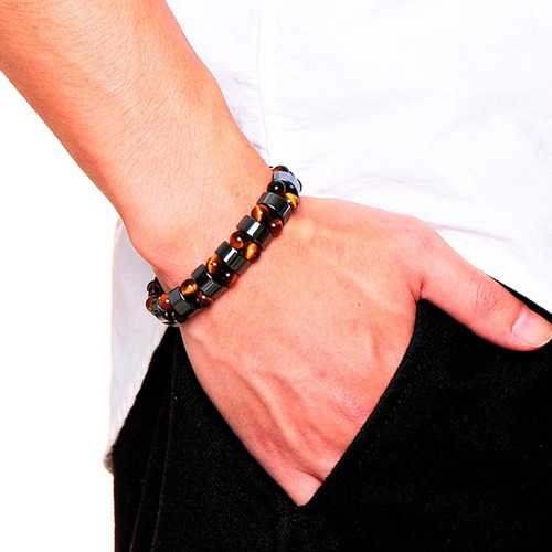 Pulsera Ojo De Tigre Hematita Cuarzo Natural Proteccion