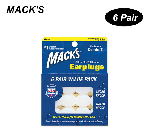 Macks 6 Pares De Tapones Para Los Oídos De Silicona Antiruid