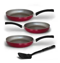 Comprar Juegos De  Sartenes Record Antiadherente De N18+n22+n24 Rojo