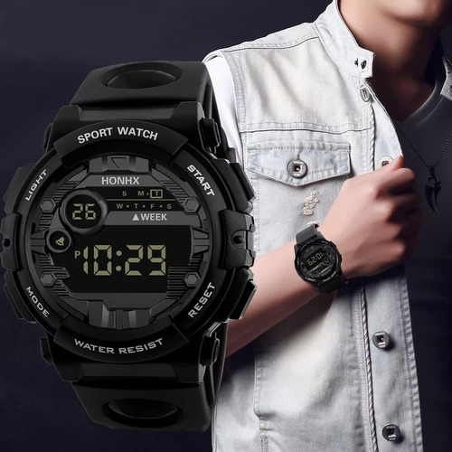 Reloj Digital Honhx, Cronometro, Luz Led, Amarillo Y Naranja