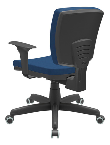 Kit 04 Cadeiras Girat Ergonômica Pto Bx Flexi Poliéster Azul
