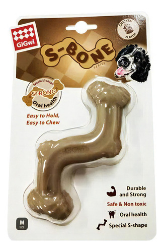 Juguete Gigwi Hueso Super Resistente Sabor S-bone Perros M Color Beige