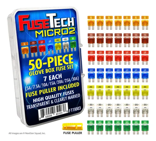 Juego De 50 Fusibles Para Automóvil 5a A 30a Con Extractor