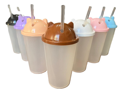 Vaso Plastico Traslucido Tapa Orejita 500cc Souvenirs X30und Surtidos