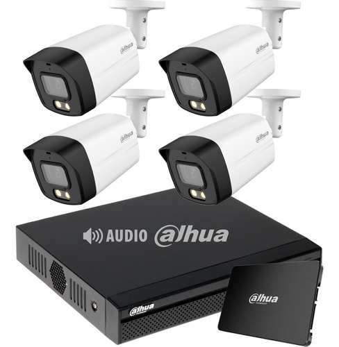 Kit 4 Camaras Seguridad Dahua Con Audio 1080p 2mp + 1tb