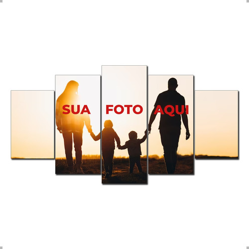 Quadro Personalizado Decor Foto Família Casal 5peças 