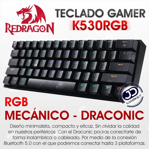 Teclado mecanico inalambrico online redragon draconic k530rgb