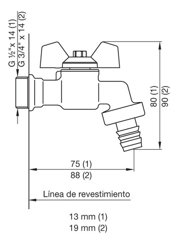 3 Canillas Para Manguera Y Riego 19mm Ø 3/4 Fv 0438-19 Cts