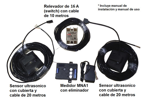 Medidor Nivel Agua Tinacos Ultrasonico 20m Control Bomba 16a