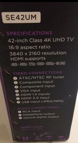 Pantalla Tv Led 42 Pulgadas 4k Uhd Seiki Se42ums 42´