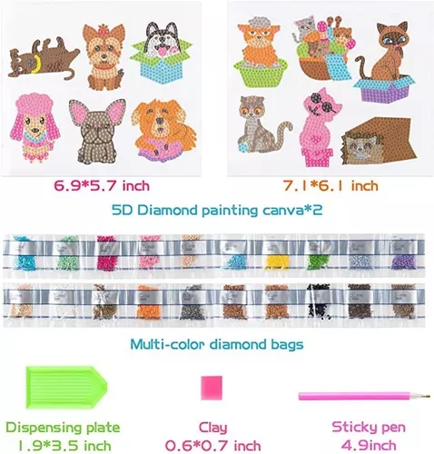 sinceroduct 5D DIY Niños Animal Diamante Pintura Pegatinas Principiante  Diamante Kits de Pintura Diamante, Pintura Digital Diamante