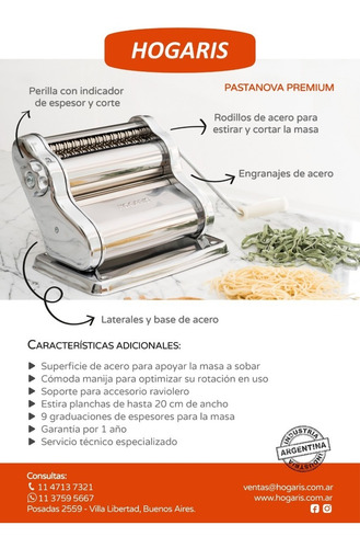 Imagen 3 de 4 de Maquina De Pastas De Acero Modelo Premium Outlet
