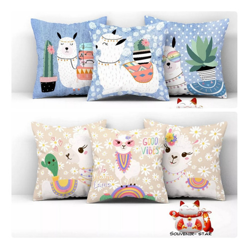 Souvenir 5 Almohadas 25x25cm Llamas Alpacas Ii
