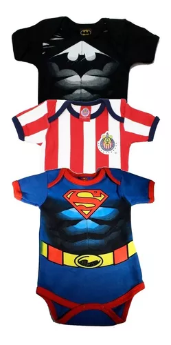 Pañalero Bebe Ropa Chivas Futbol Batman Superman Set 3 Pzas