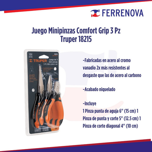 Juego Minipinzas Comfort Grip 3 Pz Truper 18215