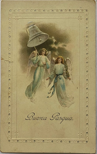 Antigua Postal, Pasqua, Pintura Angel, Año 1912, Italia Pr05