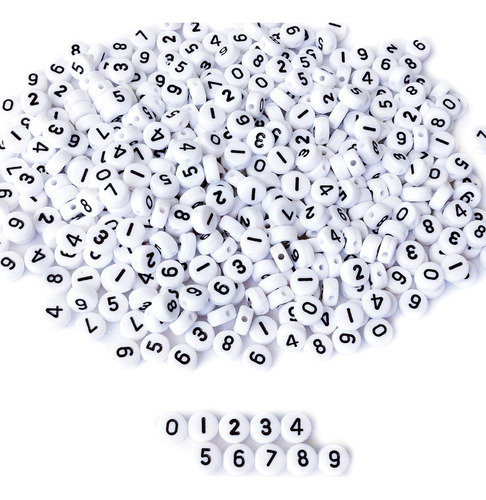 Amaney 500pcs Numero De Acrilico Blanco Beads 7x4mm Beads Mi