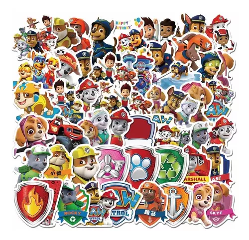 Pack 50 Stickers Pegatinas Paw Patrol Patrulla Canina