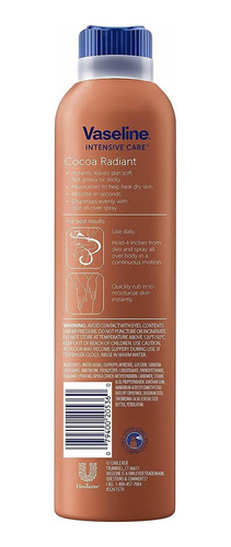 Vaselina Spray And Go Hidratante En Cocoa Radiante, 6.5 Oz