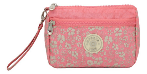 Cosmetiquera Neceser Tipo Kipling De Nylon Amplio Para Viaje Color Rosa Flower
