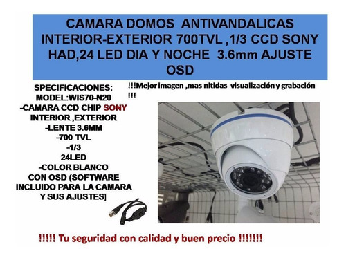 Camaras Domos Antivandalicos Sony Had Ii,ccd-700tvl,24 Led