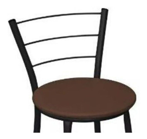 Imagem 4 de 6 de Kit 4 Banquetas Médias Bar Preta Com Encosto Assento Marrom