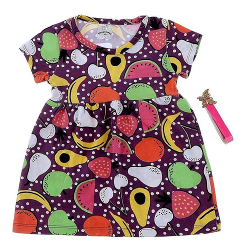 Imagem 2 de 9 de Vestido Infantil Feminino Manga Curta Confortavel Cotton