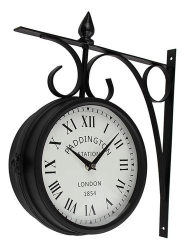 Reloj Retro De Hierro Forjado Redondo De Doble Cara Para Dec