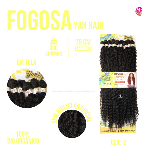 Cabelo Fogosa Cacheado Afro -75cm/300gr- Yan Hair Cor Castanho Escuro Cor 2