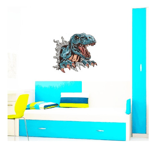 Vinilo Adhesivo Dinosaurio Rompe Pared 100cms Full Color